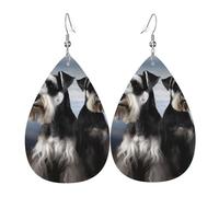 Boucles d'oreilles pendantes en cuir pour femme - En forme de goutte d'eau - Double face - Légères - Accessoires d'oreilles tendance - Cadeau d'anniversaire