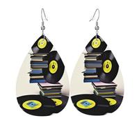 Boucles d'oreilles pendantes en cuir pour femme en forme de larme - Boucles d'oreilles pendantes double face - Légères - Accessoires d'oreille pour femme - Bijoux tendance - Cadeau d'anniversaire