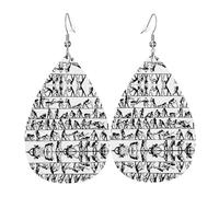 Boucles d'oreilles pendantes en cuir pour femme et fille - En forme de larme - Légères - Cadeau pour femmes et filles