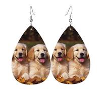 Boucles d'oreilles pendantes en cuir pour femme - Légères - En forme de goutte - Cadeau idéal pour les chiens et les chiots - Golden Retriever