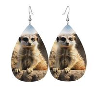 Boucles d'oreilles pendantes en cuir pour femme - Légères - En forme de suricate - Cadeau idéal