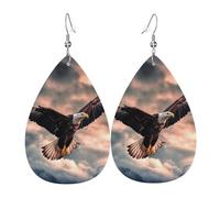 Boucles d'oreilles pendantes en cuir pour femme - Légères - L'aigle vole courageusement dans le ciel - Bijoux cadeau