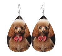 Boucles d'oreilles pendantes en cuir pour femme - Légères - Motif caniche