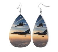 Boucles d'oreilles pendantes en cuir pour femme Motif avions de chasse
