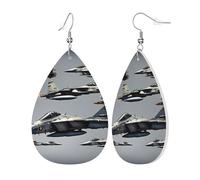 Boucles d'oreilles pendantes en cuir pour femme Motif avions de chasse