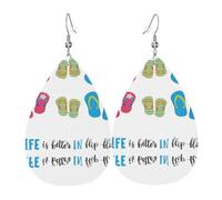 Boucles d'oreilles pendantes en cuir pour femme - Motif chaussures de plage - En forme de larme - Cadeau léger - Pour femmes et filles