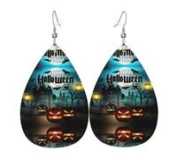 Boucles d'oreilles pendantes en cuir pour femme, motif chouette, citrouille, joyeux Halloween, boucles d'oreilles en forme de larme, bijoux légers, cadeaux pour femmes et filles