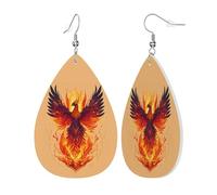 Boucles d'oreilles pendantes en cuir pour femme Motif phénix