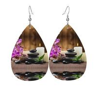 Boucles d'oreilles pendantes en cuir synthétique avec impression de pierres zen pour femmes et adolescentes, taille unique, Cuir, Pas de gemme