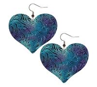 Boucles d'oreilles pendantes en cuir synthétique avec imprimé zèbre bleu en forme de cœur, boucles d'oreilles pendantes tendance et légères pour femmes, mariages, fêtes, cérémonies, banquets, cadeaux