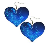 Boucles d'oreilles pendantes en cuir synthétique avec notes de musique bleues en forme de larme, boucles d'oreilles pendantes tendance et légères pour femmes, mariages, fêtes, cérémonies, banquets