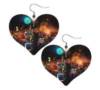 Boucles d'oreilles pendantes en cuir synthétique avec notes de musique colorées en forme de larme, boucles d'oreilles pendantes tendance et légères pour femmes, mariages, fêtes, cérémonies, banquets