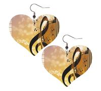 Boucles d'oreilles pendantes en cuir synthétique avec notes de musique piano et violon en forme de cœur, boucles d'oreilles pendantes légères en cuir pour femmes, mariages, fêtes, cérémonies, banquets