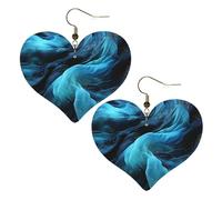 Boucles d'oreilles pendantes en cuir synthétique bleu en forme de cœur, boucles d'oreilles pendantes légères pour femmes, mariages, fêtes, cérémonies, banquets, cadeaux