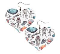 Boucles d'oreilles pendantes en cuir synthétique en forme de cœur sur le thème de l'espace, boucles d'oreilles pendantes légères pour femmes, mariages, fêtes, cérémonies, banquets, cadeaux