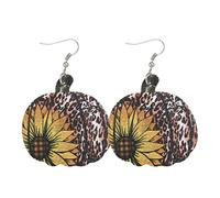 Boucles d'oreilles pendantes en cuir synthétique léger en forme de citrouille, tournesol, feuille d'érable et léopard - Pour femme et fille