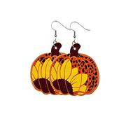 Boucles d'oreilles pendantes en cuir synthétique léger en forme de citrouille, tournesol, feuille d'érable et léopard - Pour femme et fille