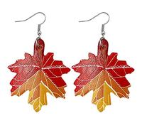 Boucles d'oreilles pendantes en cuir synthétique léger en forme de citrouille, tournesol, feuille d'érable et léopard - Pour femme et fille
