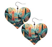 Boucles d'oreilles pendantes en cuir synthétique motif teckel en forme de cœur, boucles d'oreilles pendantes légères pour femmes, mariages, fêtes, cérémonies, banquets, cadeaux
