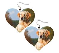 Boucles d'oreilles pendantes en cuir synthétique pour femme - En forme de cœur - Légères et mignonnes - Labrador - Cadeau de Saint-Valentin, One Size, Pas de pierre précieuse