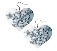 Boucles d'oreilles pendantes en cuir transparent en forme de flocon de neige pour femme - En forme de cœur - Légères - Cadeau idéal
