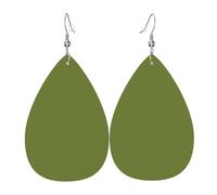 Boucles d'oreilles pendantes en cuir vert kiwi solide en forme de larme élégantes et légères pour femmes et filles, taille unique, cuir, sans pierre précieuse