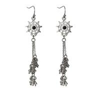 Boucles d'oreilles pendantes en forme d'araignée noire gothique pour femme, style punk, vintage, toile d'araignée rouge en cristal rouge, bijoux de fête d'Halloween, Zinc, Pas de gemme