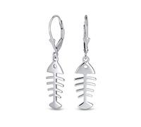 Boucles D'Oreilles Pendantes En Forme D'Arête De Poisson Squelette Pour Femmes Ados .925 Argent Sterling