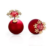 Boucles d'oreilles pendantes en forme de boule de Noël pour femme - Rouge et vert - Tendance - Flocon de neige et étoile - Bijoux de vacances de Noël, One Size, Acier allié, Pas de gemme