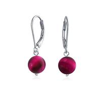 Boucles D'Oreilles Pendantes En Forme De Boule Ronde De 8 MM En Pierre Précieuse Simple Pour Femmes Avec Fermoir Sécurisé À Levier En Argent Sterling .925 Pierres De Naissance Plus De Couleurs