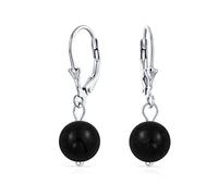 Boucles D'Oreilles Pendantes En Forme De Boule Ronde De 8 MM En Pierre Précieuse Simple Pour Femmes Avec Fermoir Sécurisé À Levier En Argent Sterling .925 Pierres De Naissance Plus De Couleurs