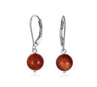 Boucles D'Oreilles Pendantes En Forme De Boule Ronde De 8 MM En Pierre Précieuse Simple Pour Femmes Avec Fermoir Sécurisé À Levier En Argent Sterling .925 Pierres De Naissance Plus De Couleurs