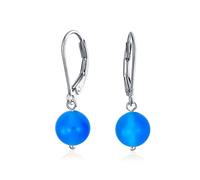 Boucles D'Oreilles Pendantes En Forme De Boule Ronde De 8 MM En Pierre Précieuse Simple Pour Femmes Avec Fermoir Sécurisé À Levier En Argent Sterling .925 Pierres De Naissance Plus De Couleurs