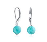 Boucles D'Oreilles Pendantes En Forme De Boule Ronde De 8 MM En Pierre Précieuse Simple Pour Femmes Avec Fermoir Sécurisé À Levier En Argent Sterling .925 Pierres De Naissance Plus De Couleurs