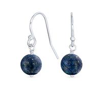 Boucles D'Oreilles Pendantes En Forme De Boule Ronde De 8MM En Pierre Précieuse Simple Avec Crochet Sécurisé En Fil De Poisson Français En Argent Sterling .925 Pierres De Naissance Plus De Couleurs