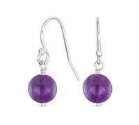 Boucles D'Oreilles Pendantes En Forme De Boule Ronde De 8MM En Pierre Précieuse Simple Avec Crochet Sécurisé En Fil De Poisson Français En Argent Sterling .925 Pierres De Naissance Plus De Couleurs