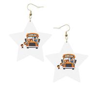 Boucles d'oreilles pendantes en forme de bus scolaire pour femme, boucles d'oreilles pendantes en forme d'étoile étincelante, bijoux tendance pour soirée