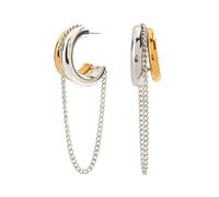 Boucles d'oreilles pendantes en forme de C avec pampille - Demi-créoles rondes contrastées géométriques en acier inoxydable hypoallergénique pour femme, M, Acier inoxydable, Pas de gemme