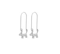 Boucles d'oreilles pendantes en forme de caniche 3D pour femme - Jolies boucles d'oreilles pendantes argentées en forme de chiot | Cadeau pour les amoureux des animaux de compagnie, à porter au