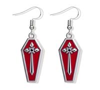 Boucles d'oreilles pendantes en forme de cercueil de vampire en forme de croix gothique pour femme, boucles d'oreilles pendantes en forme de cœur de sang, accessoires de bijoux pour fête d'Halloween