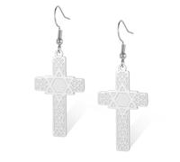 Boucles d'oreilles pendantes en forme de croix celtique en acier inoxydable avec verset de la Bible - Légères et tendance, taille unique, Acier inoxydable, Pas de gemme