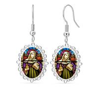 Boucles d'oreilles pendantes en forme de croix de Sainte Brigide - Boucles d'oreilles déesse Sainte Bridget - Pendentif en croix celtique irlandaise - Amulette de protection chrétienne - Bijoux