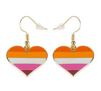 Boucles d'oreilles pendantes en forme de cœur avec inscription « Sun Set Pride » - Bijoux arc-en-ciel, Fer