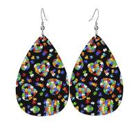 Boucles d'oreilles pendantes en forme de cœur pour la sensibilisation à l'autisme, boucles d'oreilles pendantes contemporaines pour les fêtes et les sociétés