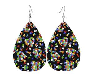 Boucles d'oreilles pendantes en forme de cœur pour la sensibilisation à l'autisme, boucles d'oreilles pendantes contemporaines pour les fêtes et les sociétés