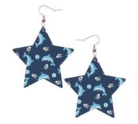 Boucles d'oreilles pendantes en forme de dauphin pour femme, boucles d'oreilles pendantes en forme d'étoile étincelante, bijoux tendance pour soirée, One Size, Cuir