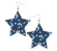 Boucles d'oreilles pendantes en forme de dauphin pour femme, boucles d'oreilles pendantes en forme d'étoile étincelante, bijoux tendance pour soirée, One Size, Cuir