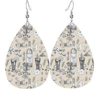 Boucles d'oreilles pendantes en forme de feuille avec imprimé champ de vigne et vignoble en forme de cœur en cuir PU pour la Saint-Valentin