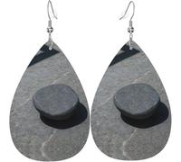 Boucles d'oreilles pendantes en forme de feuille avec imprimé pierre zen Boucles d'oreilles en cuir PU en forme de cœur pour la Saint-Valentin