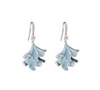Boucles d'oreilles pendantes en forme de feuille de ginkgo bleu clair, accessoire élégant pour rendez-vous, fêtes et vie quotidienne